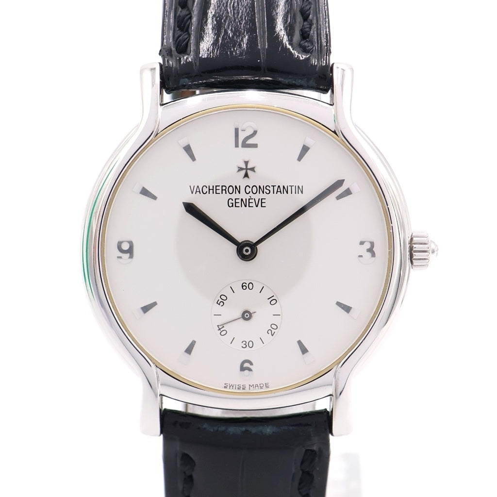 VACHERON CONSTANTIN(バシュロンコンスタンタン) リール 白文字盤 手巻き レザーベルト 腕時計 K18WG ホワイトゴールド 91060/000G