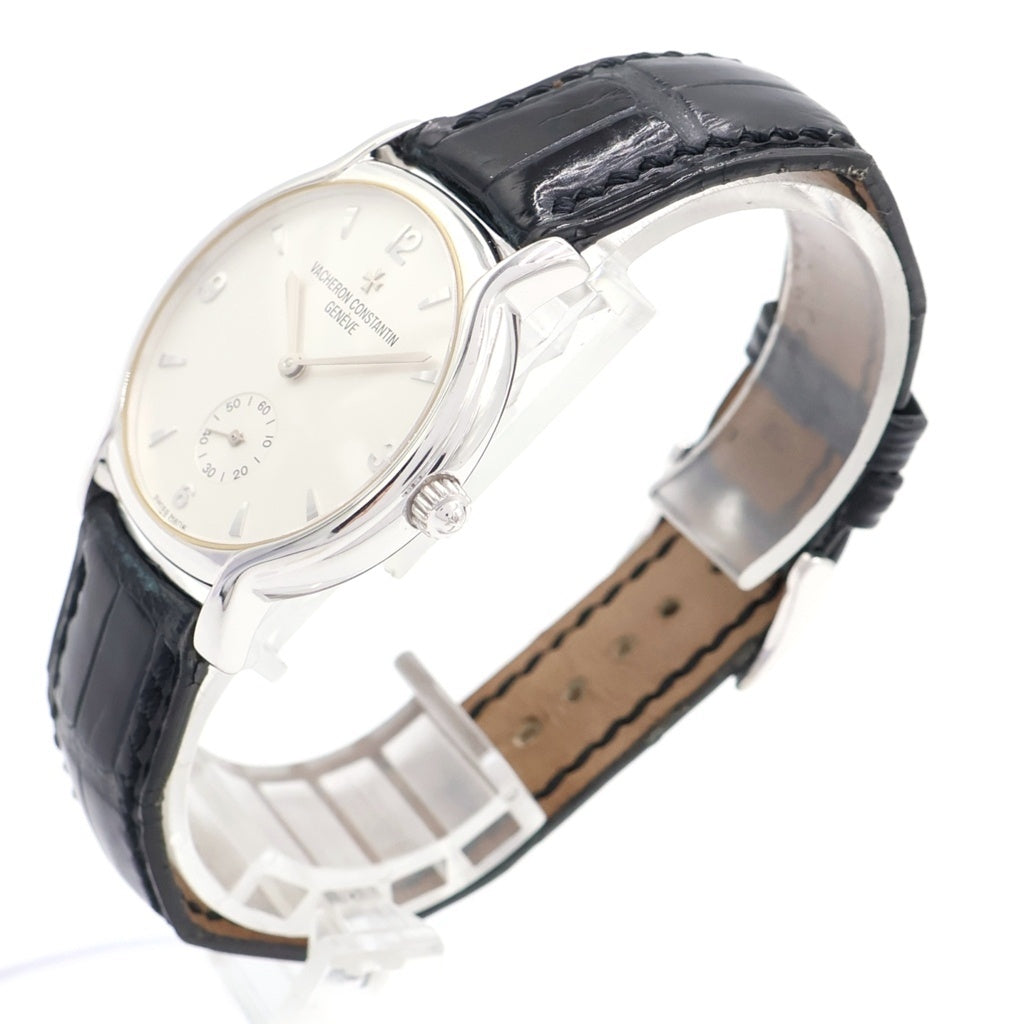VACHERON CONSTANTIN(バシュロンコンスタンタン) リール 白文字盤 手巻き レザーベルト 腕時計 K18WG ホワイトゴールド 91060/000G