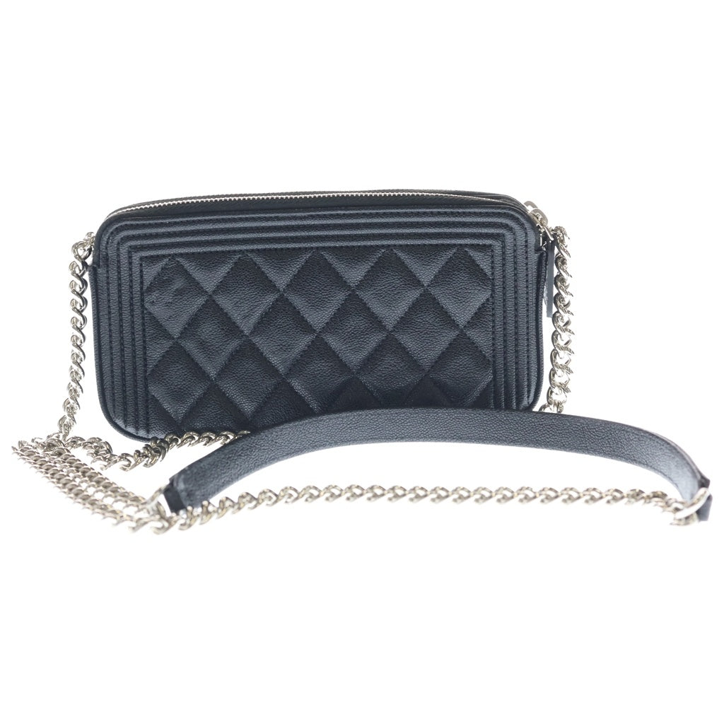 CHANEL(シャネル) ボーイシャネル キャビアスキン チェーンウォレット バッグ シルバー金具 A84069 レディース