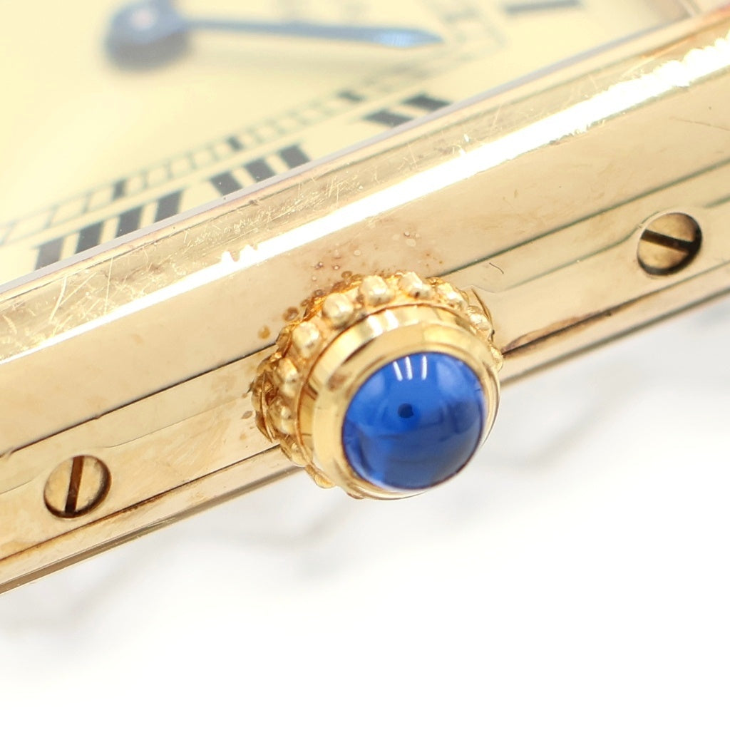 Cartier(カルティエ) マストタンクSM シルバーギルト アイボリー文字盤 レザーベルト クォーツウォッチ 腕時計 ゴールド/ブラウン W1003153 レディース
