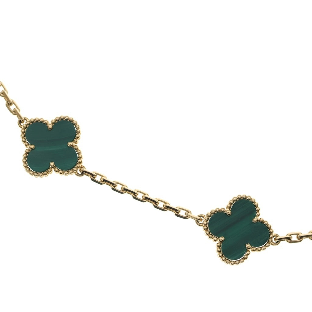Van Cleef & Arpels(ヴァンクリーフアンドアーペル) ヴィンテージアルハンブラ 10モチーフ ネックレス マラカイト Au750YG VCAR03QJ00 ジュエリー