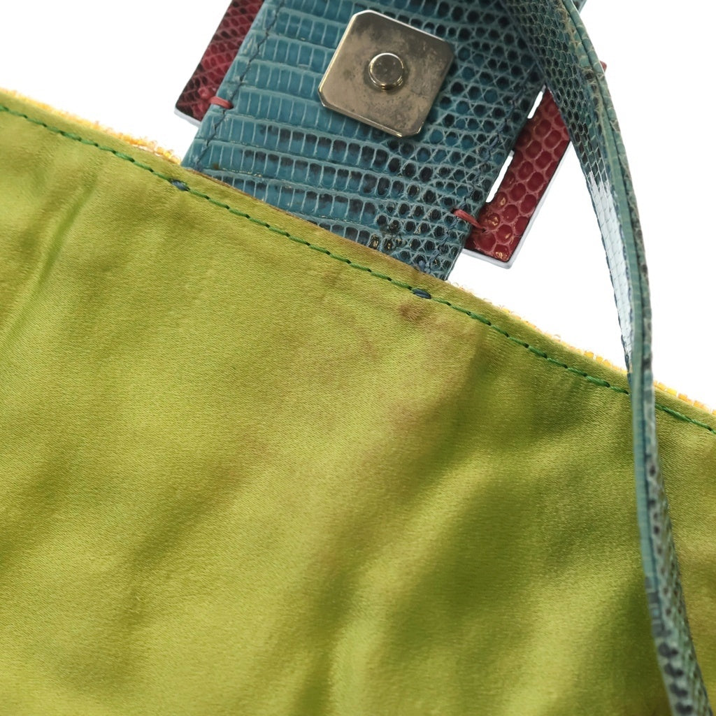 FENDI(フェンディ) フェンディ マンマバケット レザー ビーズ ショルダーバッグ イエロー/グリーン レディース