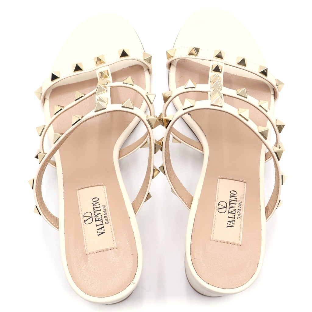 VALENTINO(ヴァレンティノ) ロックスタッズ スライド サンダル ホワイト #36 1/2 レディース