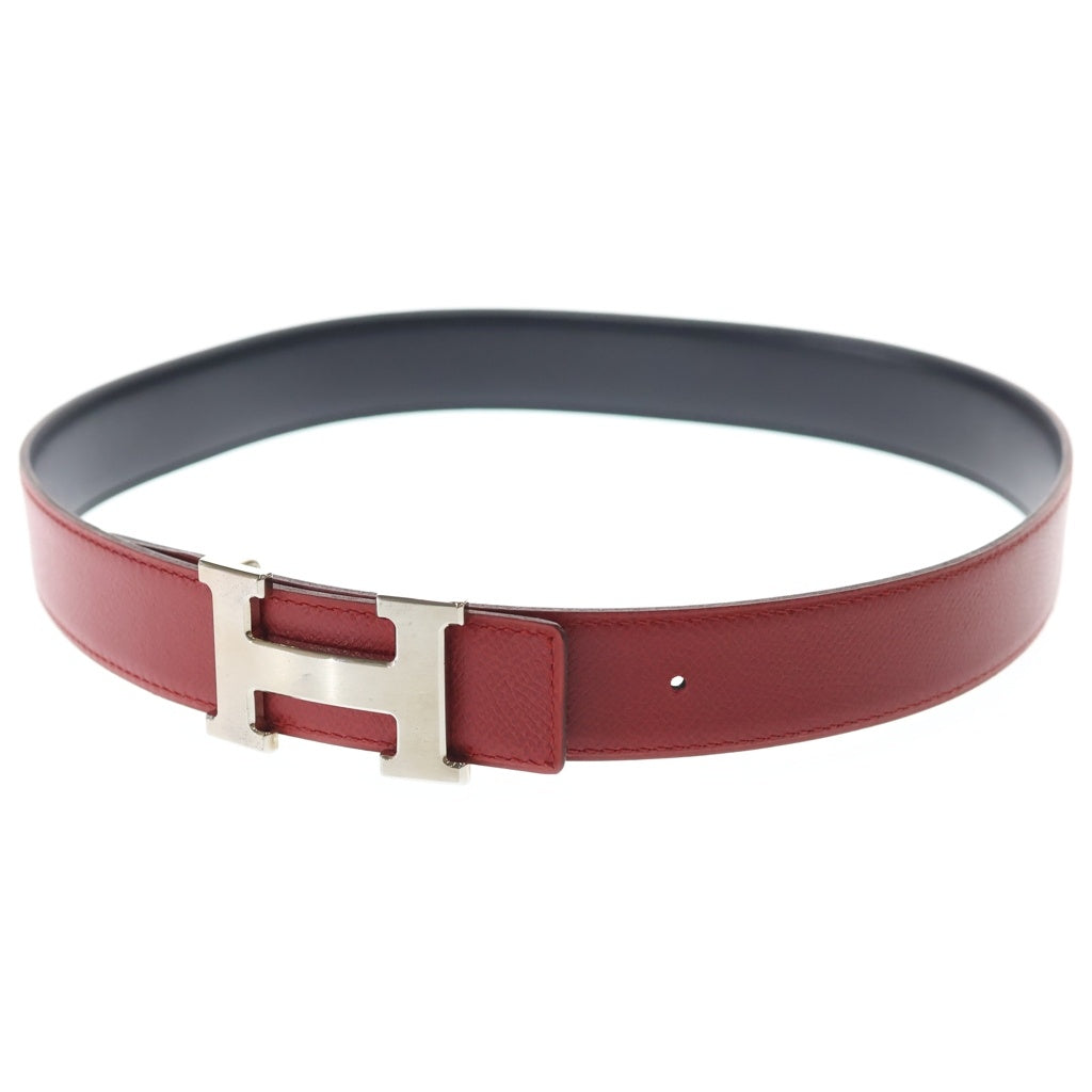 HERMES(エルメス) コンスタンス レザーベルト レッド シルバー金具□G刻印