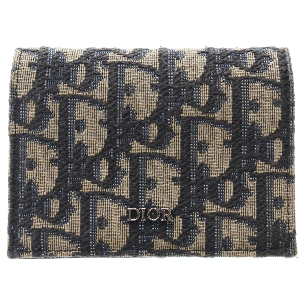 DIOR(ディオール) オブリーク カードケース 名刺入れ 小物入れ キャンバス×レザー ネイビー レディース