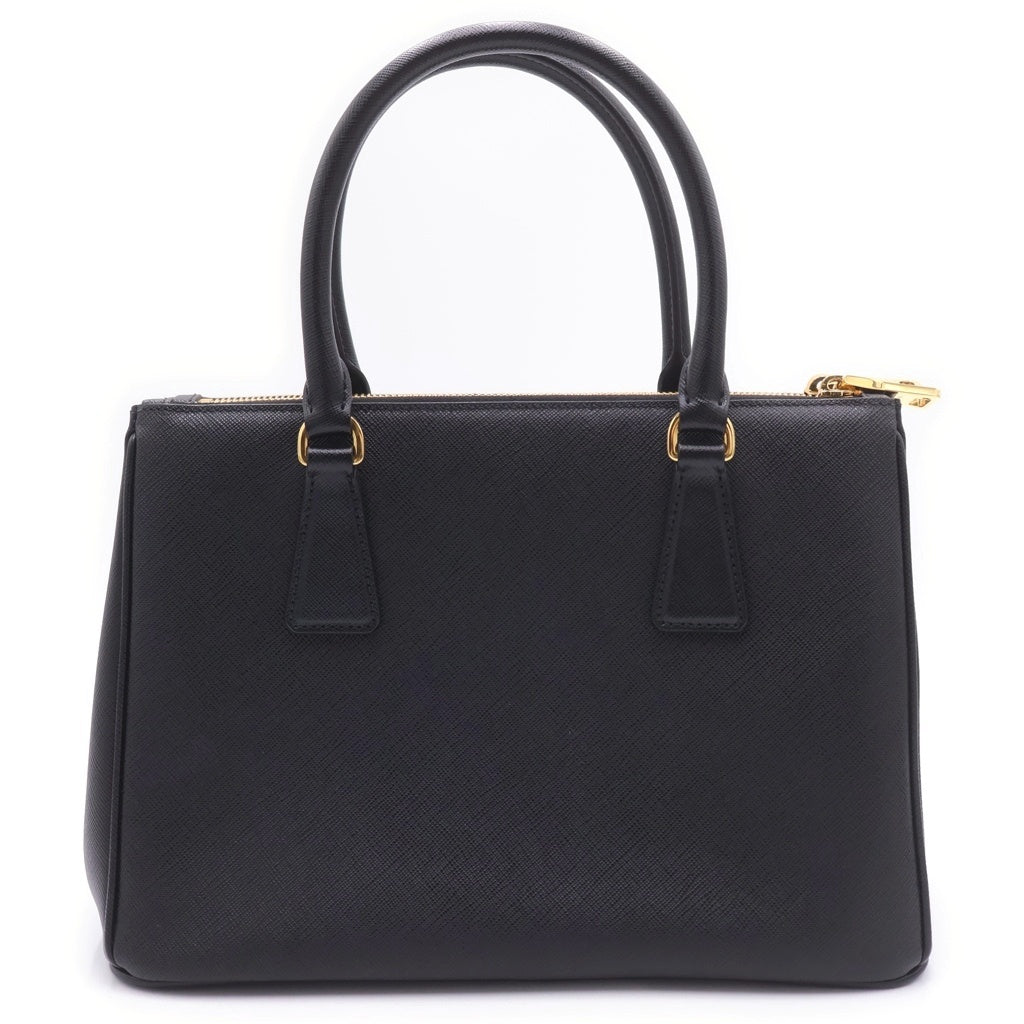 PRADA(プラダ) サフィアーノ ガレリア トライアングルロゴ レザー ゴールド金具 ハンドバッグ 1BA863 ブラック レディース