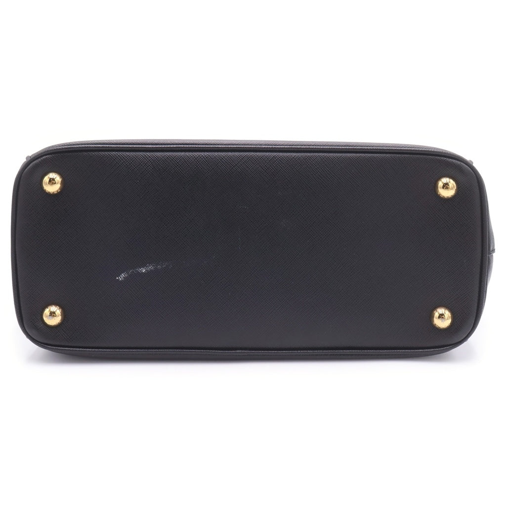 PRADA(プラダ) サフィアーノ ガレリア トライアングルロゴ レザー ゴールド金具 ハンドバッグ 1BA863 ブラック レディース