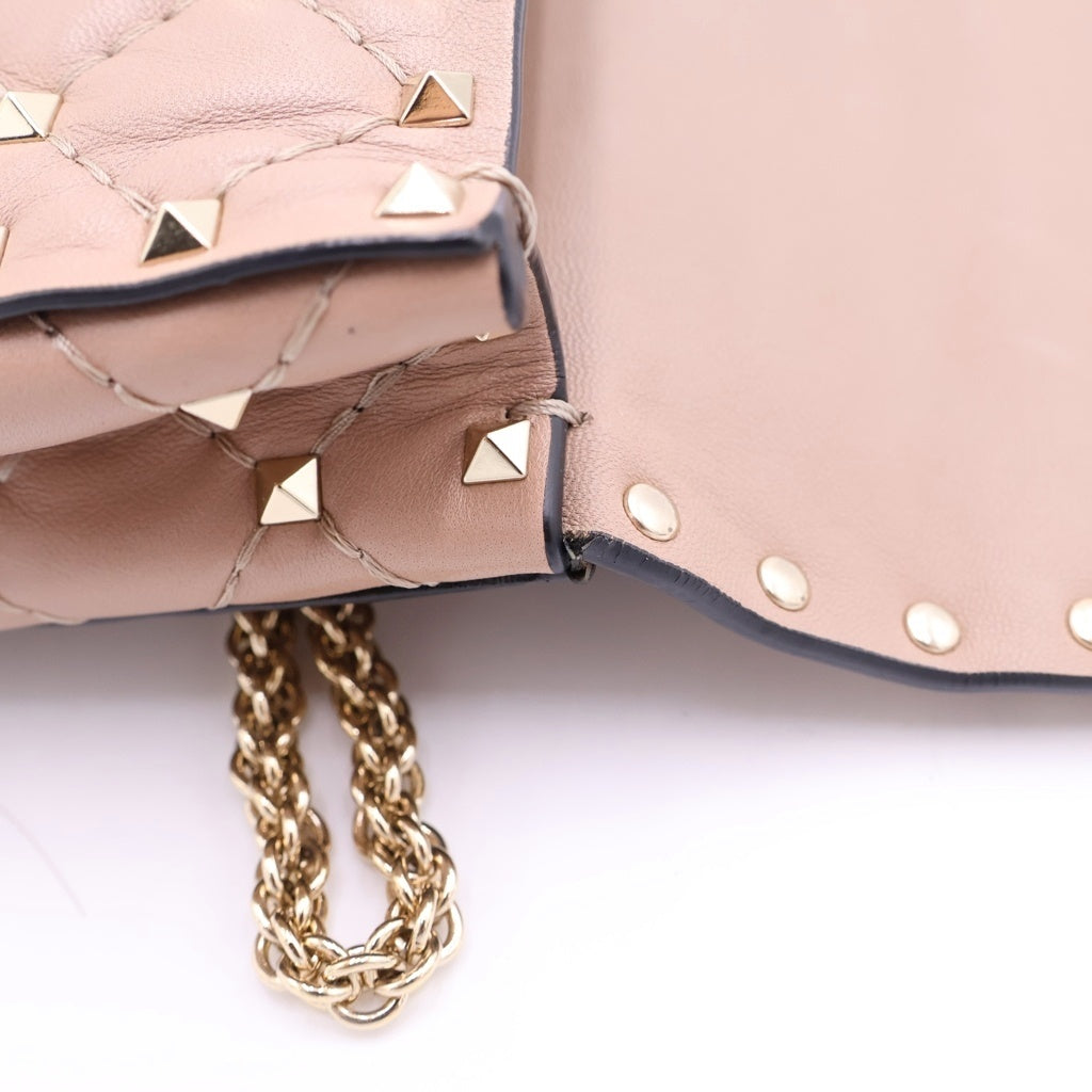 VALENTINO(ヴァレンティノ) ロックスタッズ スパイク レザー 3WAY チェーン ショルダーバッグ ハンドバッグ W2B0123 ピンクベージュ レディース