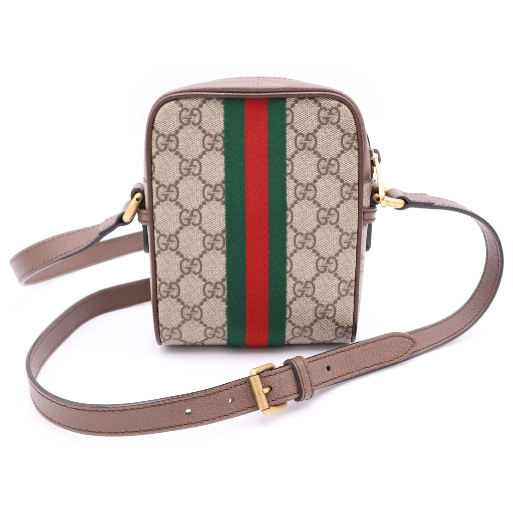 GUCCI(グッチ) GGスプリーム シェリーライン PVC レザー オフィディア ミニ メッセンジャーバッグ ショルダーバッグ 598127 ベージュ/エボニー レディース