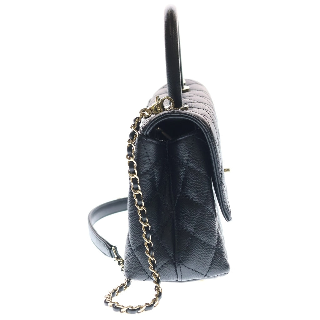CHANEL(シャネル) ココハンドル24 XS キャビアスキン ゴールド金具 2WAY ハンドバッグ ショルダーバッグ A92990 ブラック レディース