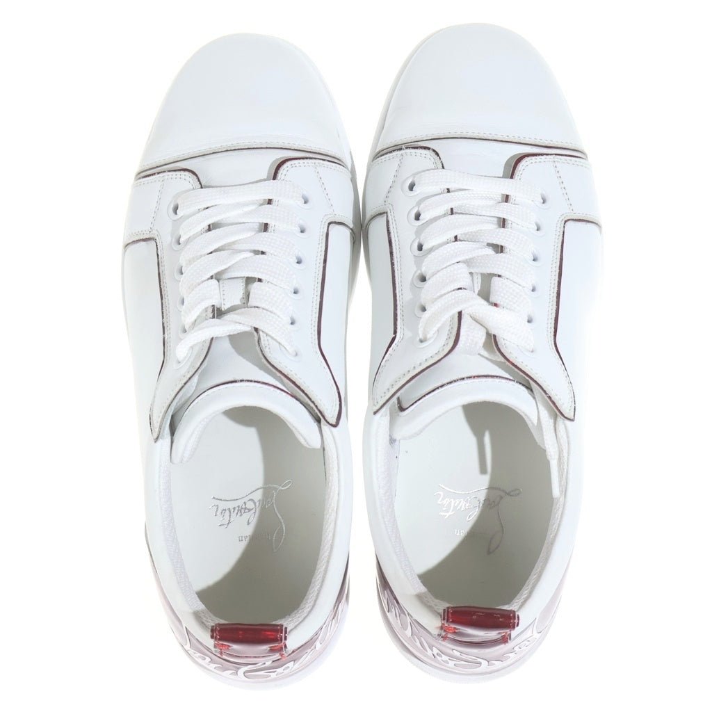 CHRISTIAN LOUBOUTIN(クリスチャンルブタン) パテント コンビレザー レースアップ ローカットシューズ スニーカー ホワイト/レッド レディース