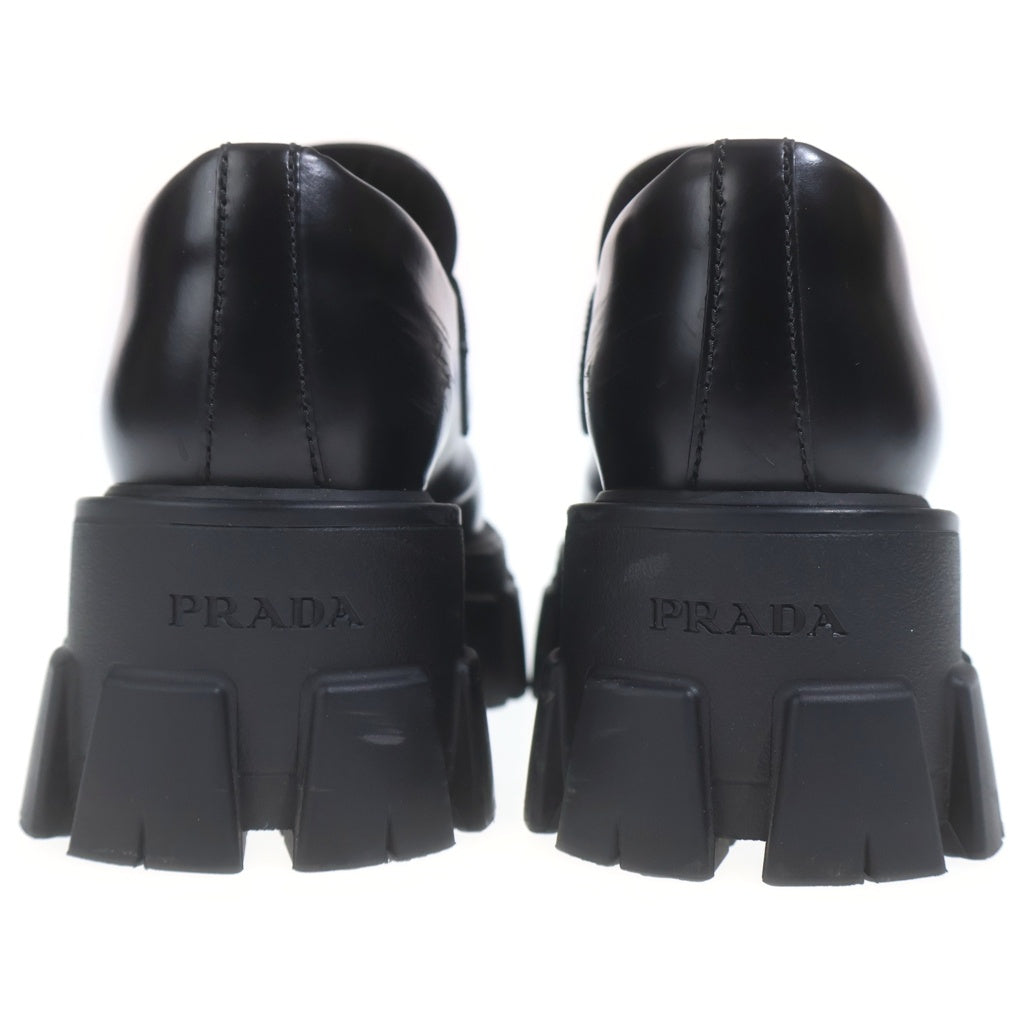 PRADA(プラダ) モノリス トライアングルロゴプレート レザーローファー プラットフォーム 革靴 ブラック 1D649M レディース