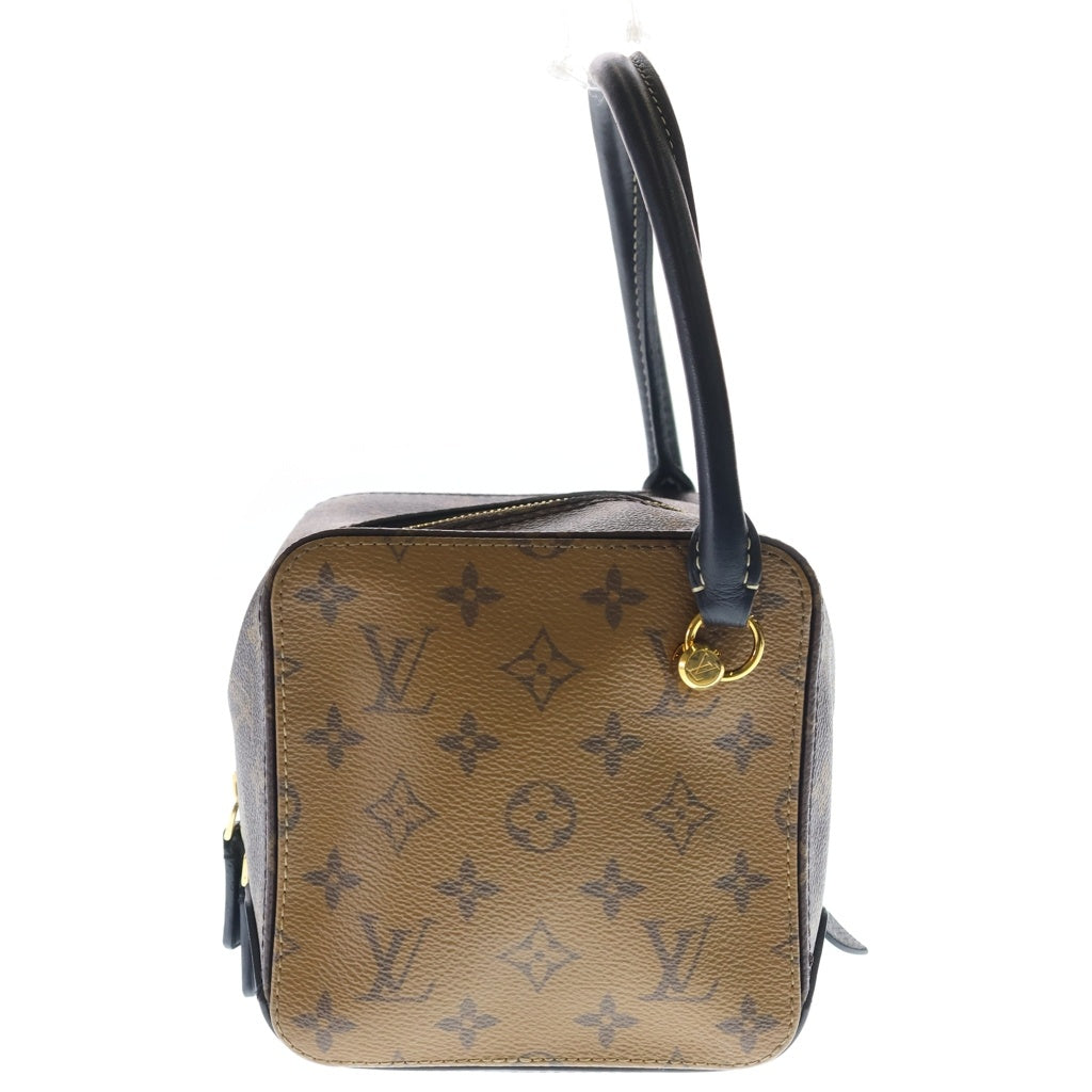 LOUIS VUITTON(ルイヴィトン) モノグラムリバース スクエアワンハンドルバッグ ブラウン レザー×PVC M43589 ゴールド金具 レディース
