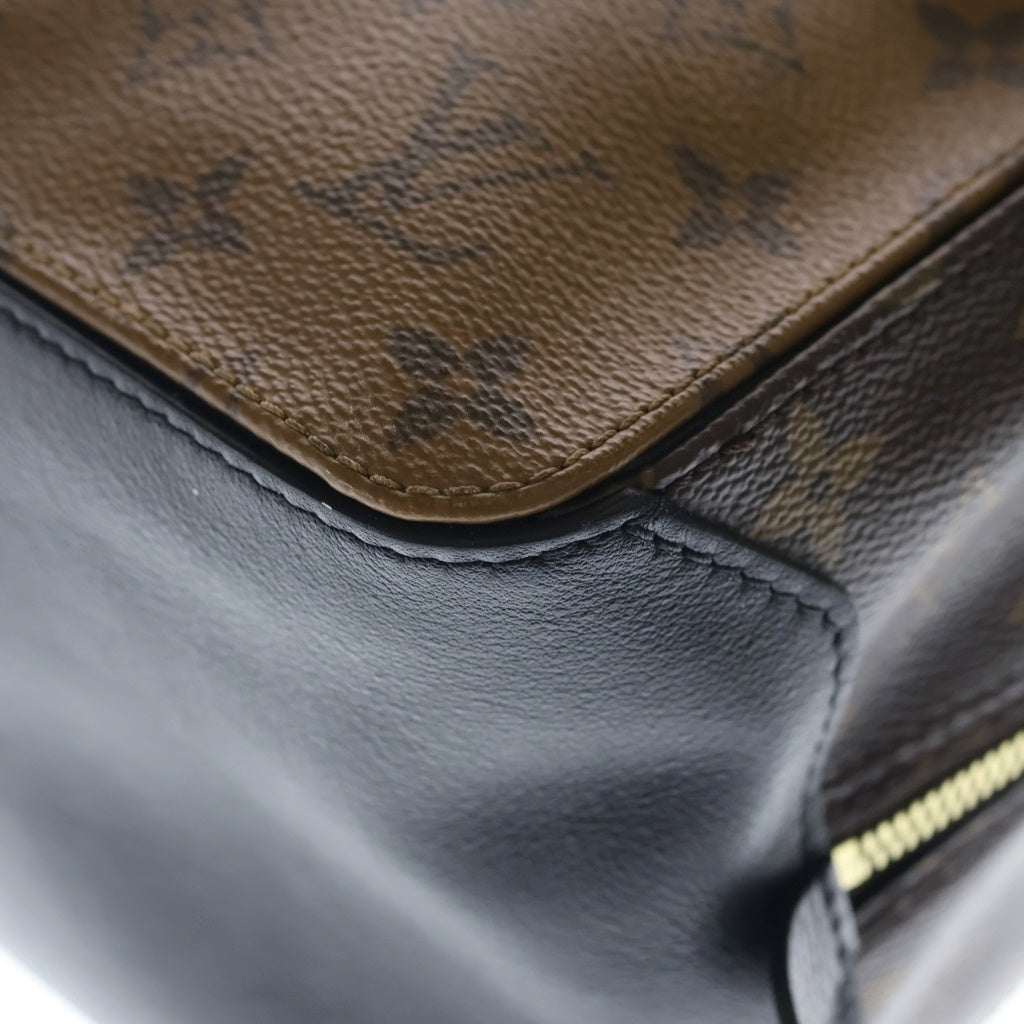 LOUIS VUITTON(ルイヴィトン) モノグラムリバース スクエアワンハンドルバッグ ブラウン レザー×PVC M43589 ゴールド金具 レディース
