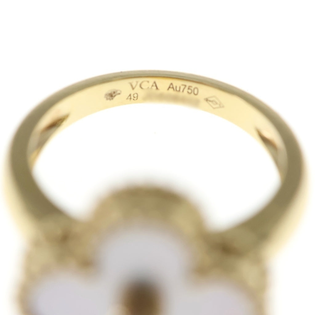 Van Cleef & Arpels(ヴァンクリーフアンドアーペル) ヴィンテージアルハンブラ マザーオブパール リング Au750YG ゴールド #49 VCARA41149 レディース