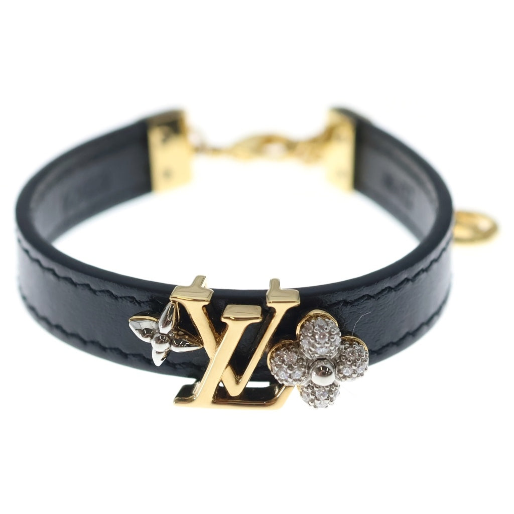 LOUIS VUITTON(ルイヴィトン) LVアイコニック ブレスレット レザー GP ゴールド/ブラック M8417Z レディース