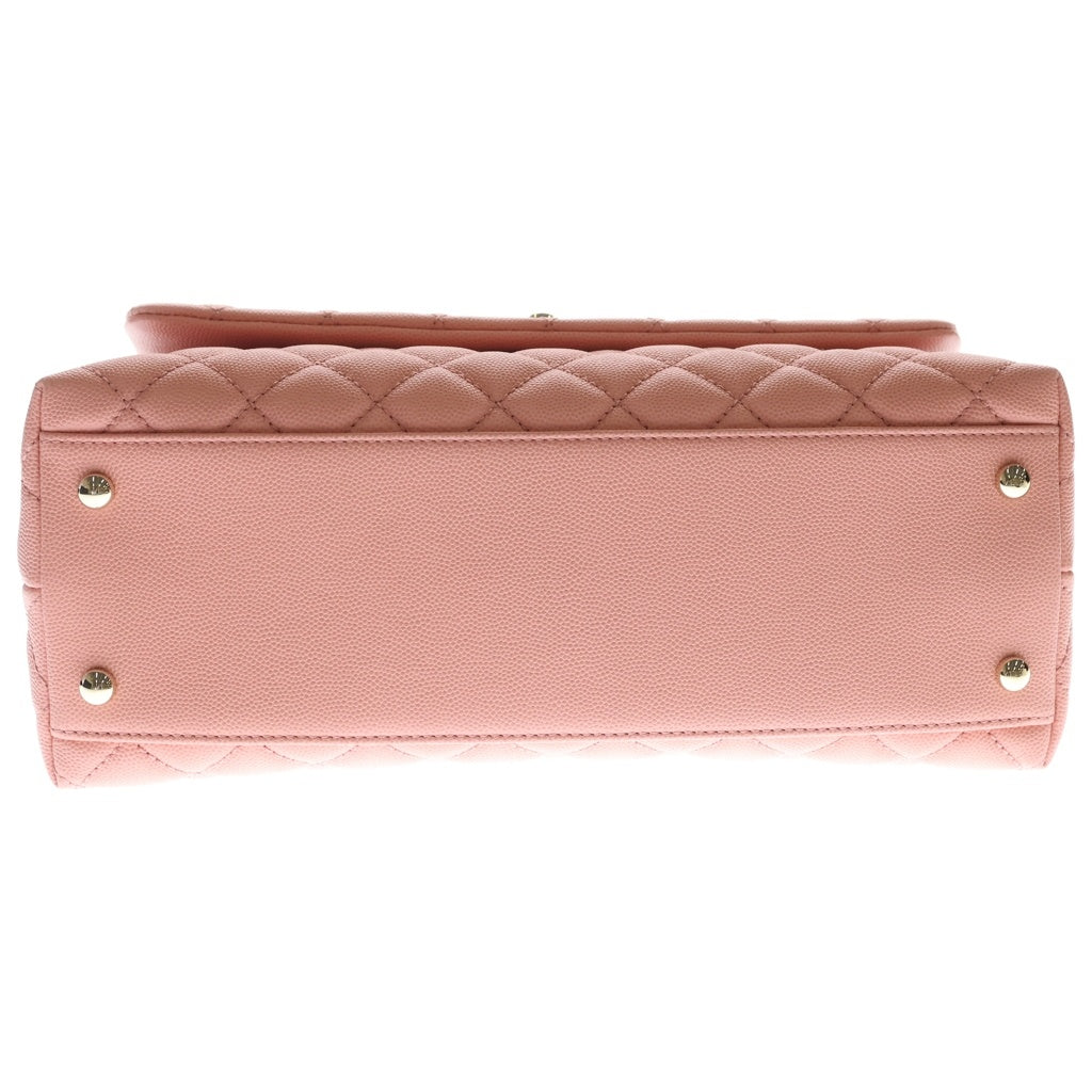 CHANEL(シャネル) マトラッセ トップハンドル 2WAYバッグ ハンドバッグ ショルダーバッグ サーモンピンク キャビアスキン A92991 ゴールド金具 レディース