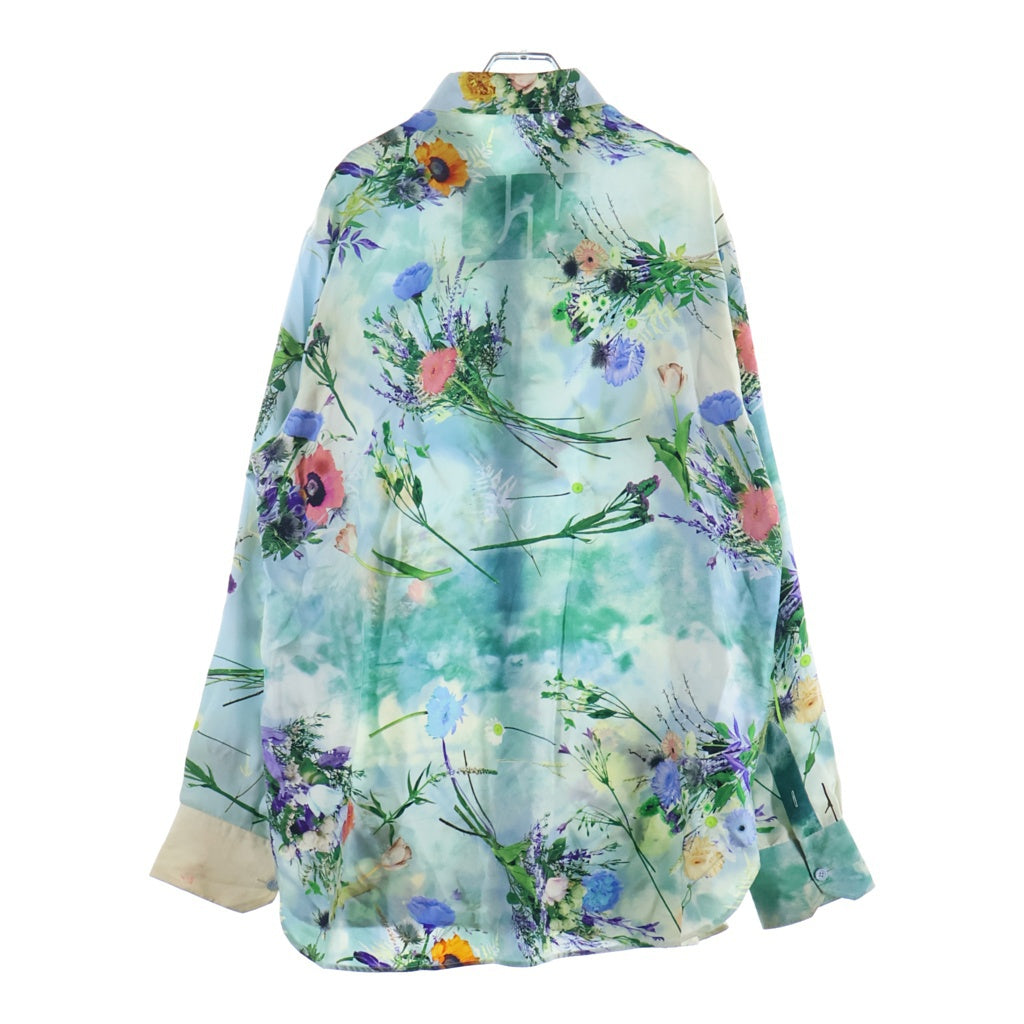 LOUIS VUITTON(ルイヴィトン) 20SS フラワー総柄プリント シルク 長袖シャツ ライトブルー RM201 TXI HS96W