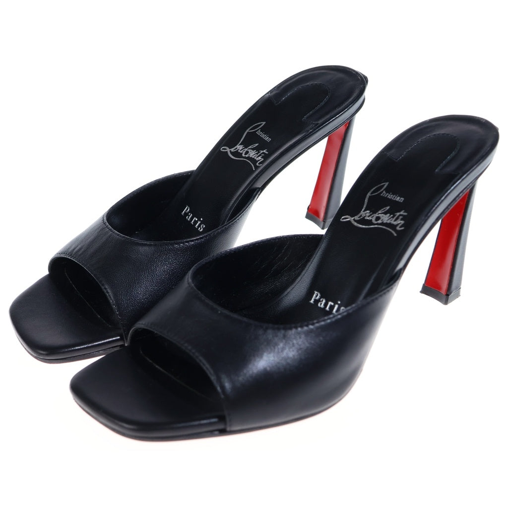 CHRISTIAN LOUBOUTIN(クリスチャンルブタン) レザー レッドソール ハイヒール ピンヒール サンダル オープントゥパンプス #36 1/2 ブラック レディース