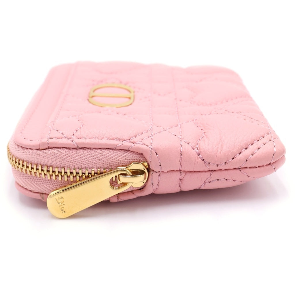 Christian Dior(クリスチャンディオール) コインケース カナージュハート カードケース フラグメントケース ピンク レザー ゴールド金具 レディース