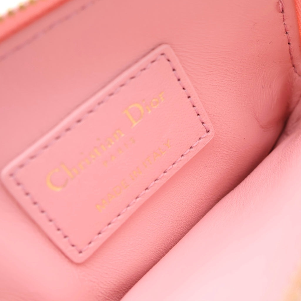 Christian Dior(クリスチャンディオール) コインケース カナージュハート カードケース フラグメントケース ピンク レザー ゴールド金具 レディース