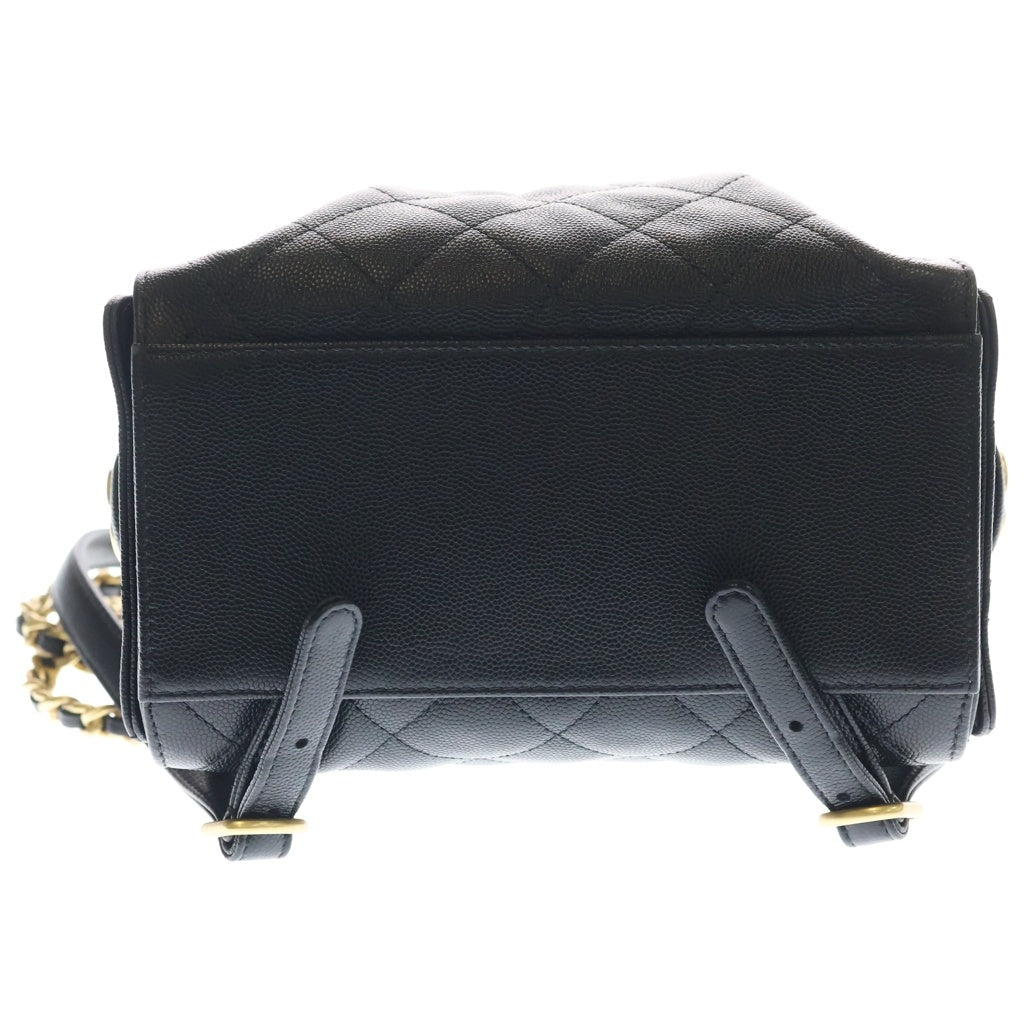 CHANEL(シャネル) シャネル25 ミディアム キャビアスキン レザー リュックサック バックパック ゴールド金具 ブラック プレート AS5600 レディース
