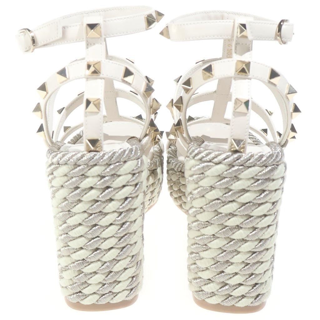 VALENTINO(ヴァレンティノ) ロックスタッズ ウェッジソールサンダル ベージュ×ゴールド レザー #36 LAZF952 レディース