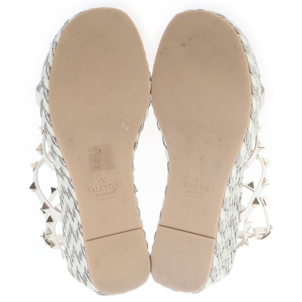 VALENTINO(ヴァレンティノ) ロックスタッズ ウェッジソールサンダル ベージュ×ゴールド レザー #36 LAZF952 レディース