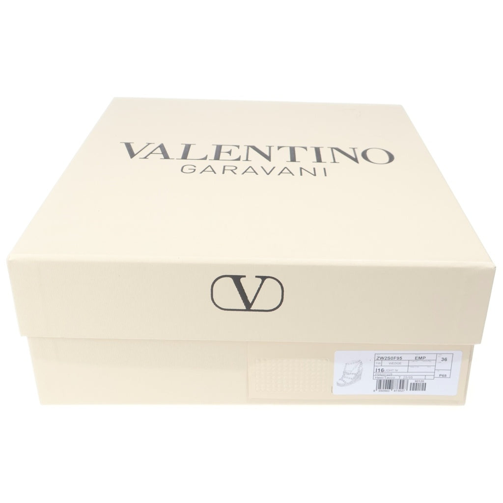 VALENTINO(ヴァレンティノ) ロックスタッズ ウェッジソールサンダル ベージュ×ゴールド レザー #36 LAZF952 レディース
