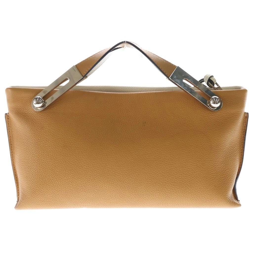LOEWE(ロエベ) ミッシースモール 2WAYショルダーバッグ ハンドバッグ アイボリー×キャメル レザー シルバー金具 レディース