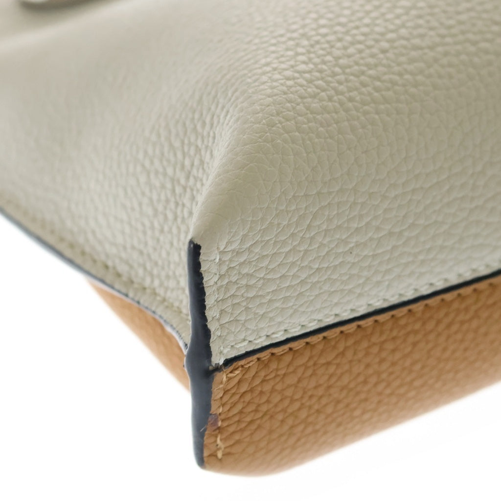 LOEWE(ロエベ) ミッシースモール 2WAYショルダーバッグ ハンドバッグ アイボリー×キャメル レザー シルバー金具 レディース