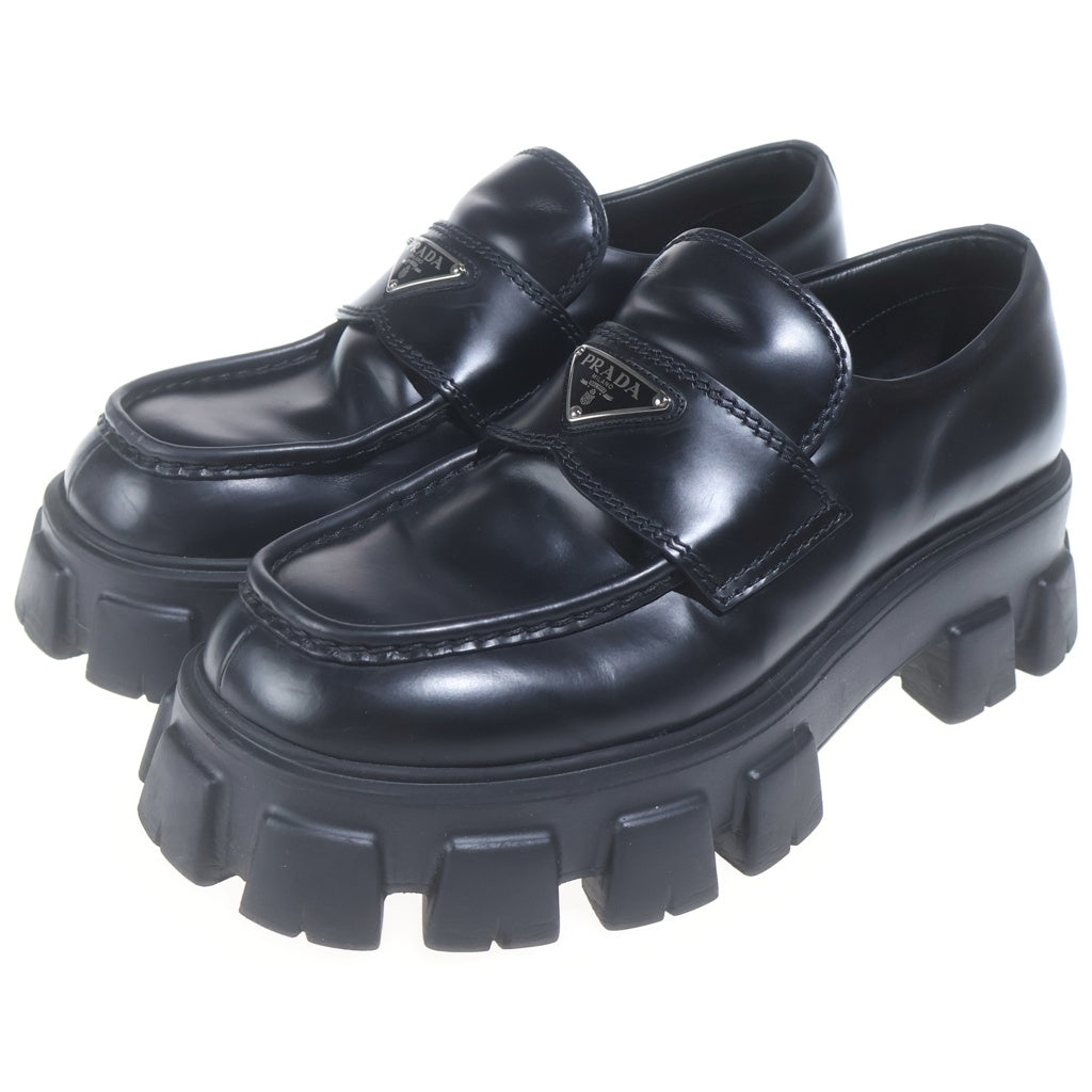 PRADA(プラダ) モノリス ブラッシュドレザー ローファー ブラック #8 1/2 2DE129