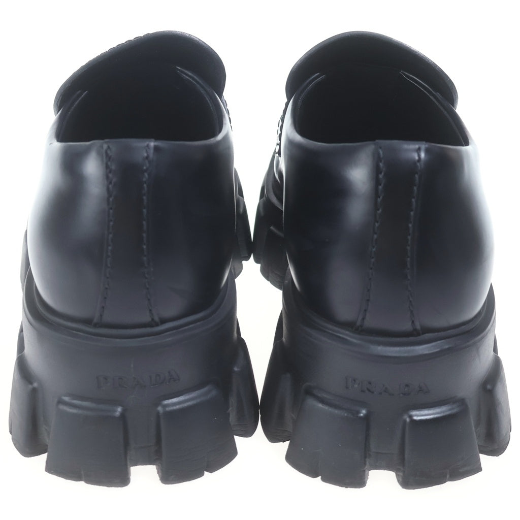 PRADA(プラダ) モノリス ブラッシュドレザー ローファー ブラック #8 1/2 2DE129