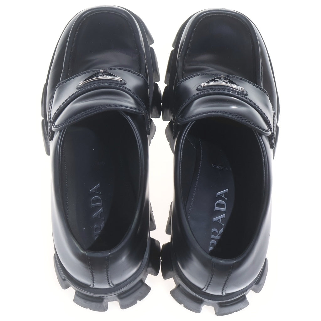 PRADA(プラダ) モノリス ブラッシュドレザー ローファー ブラック #8 1/2 2DE129
