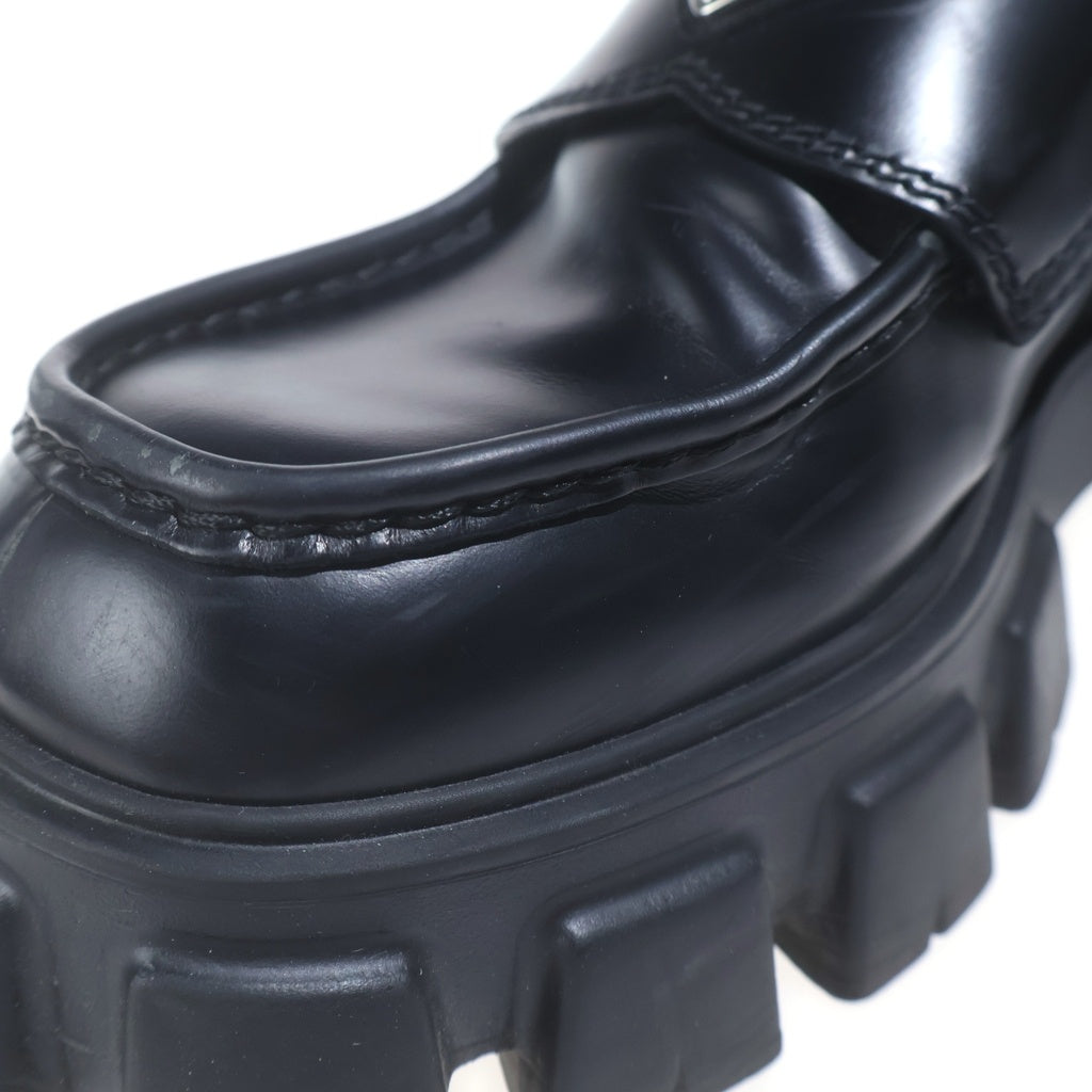 PRADA(プラダ) モノリス ブラッシュドレザー ローファー ブラック #8 1/2 2DE129