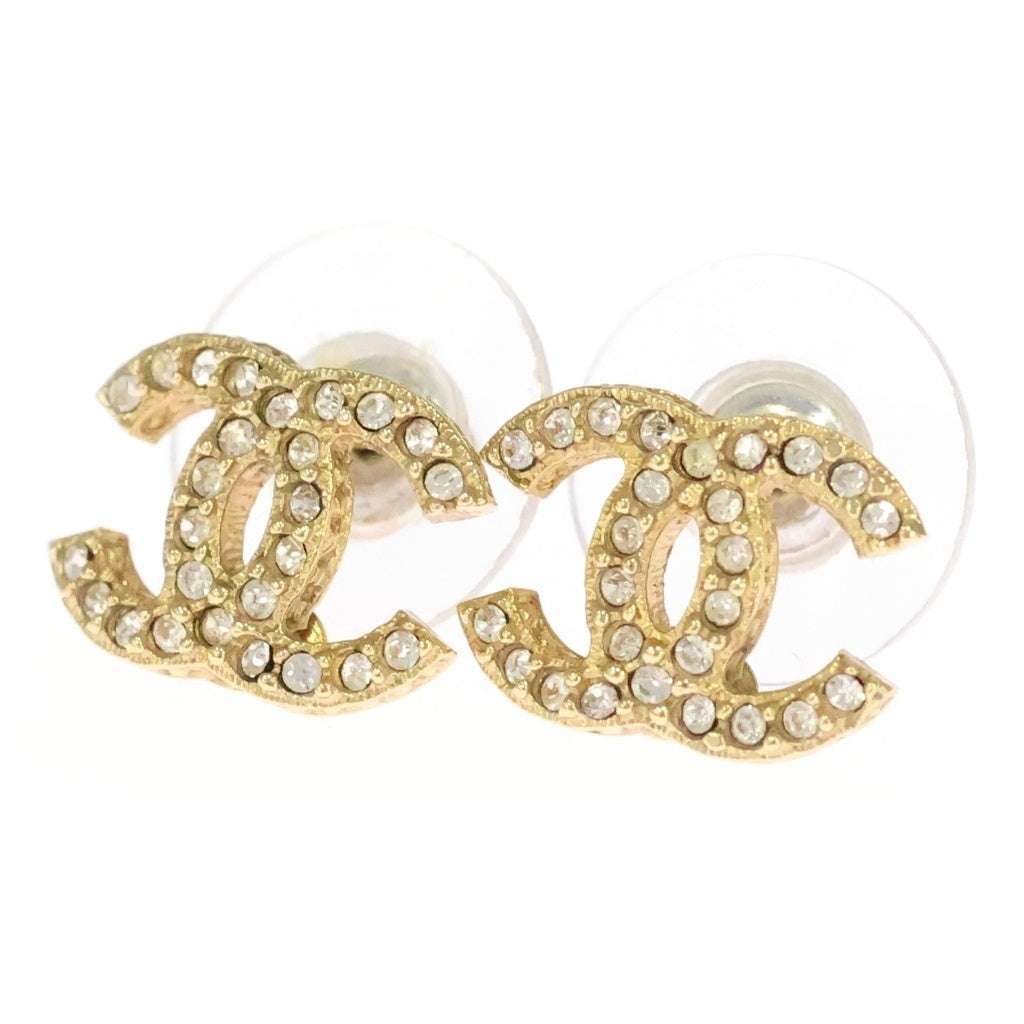 CHANEL(シャネル) ココマーク ラインストーン ピアス ゴールド レディース
