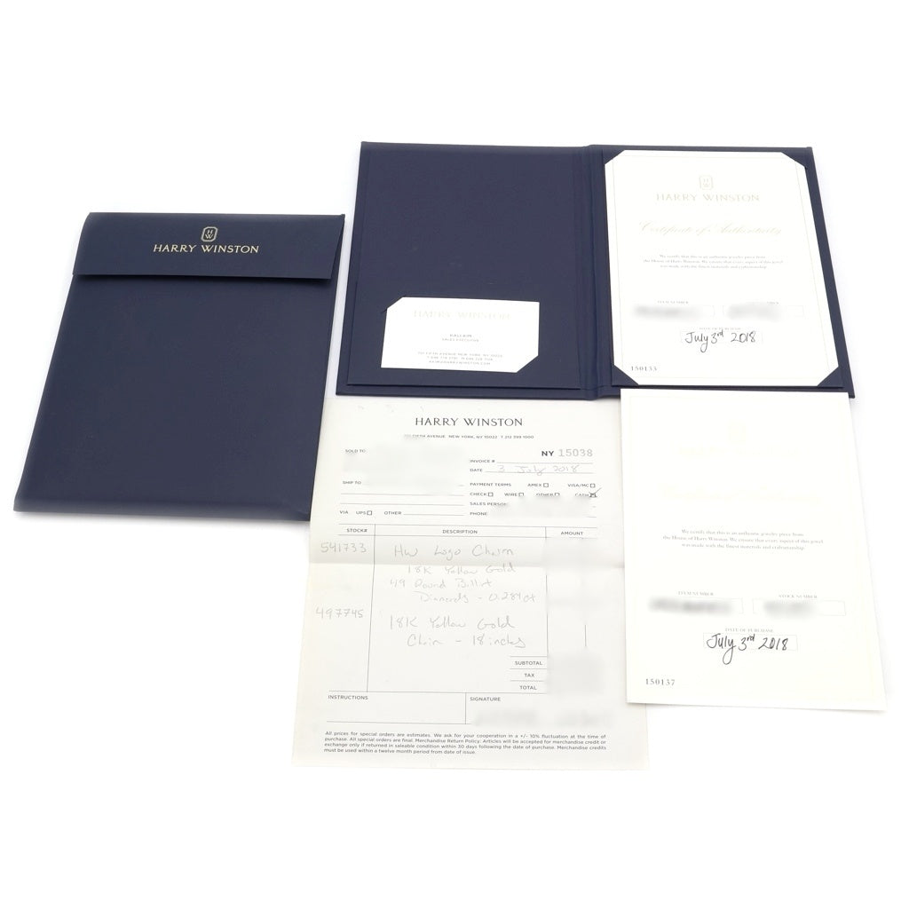 HARRY WINSTON(ハリーウィンストン) HWロゴ チャーム ネックレス パヴェ ダイヤ YG イエローゴールド CMDYRDPALOG レディース