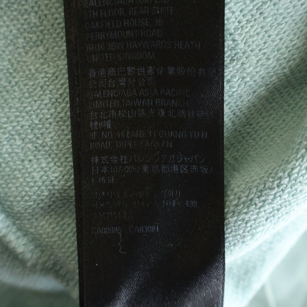 BALENCIAGA(バレンシアガ) BBロゴ刺繍 プルオーバーフーディー パーカー コットン 袖ロゴ ミントグリーン TS91 570811