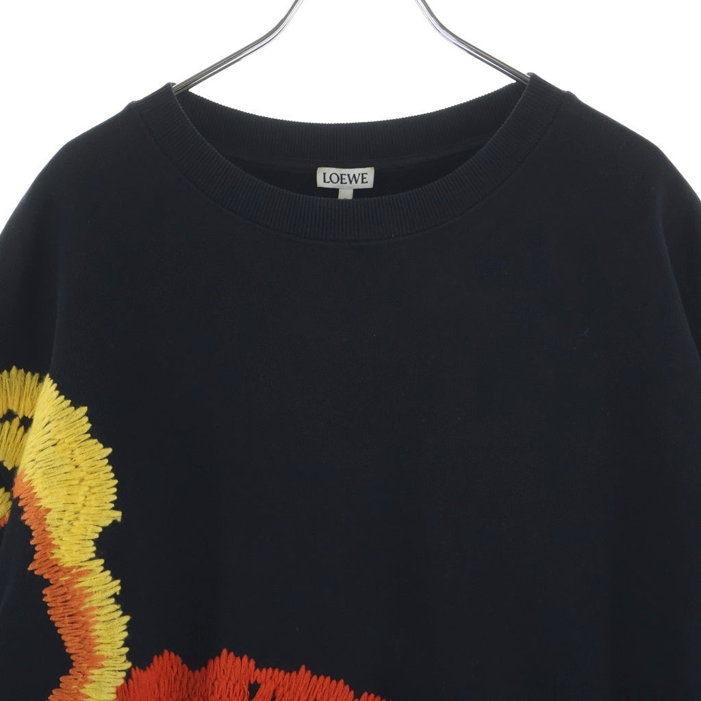 LOEWE(ロエベ) 22SS Pansies Embroidery Sweatshir 刺繍オーバーサイズスウェット トレーナー ブラック H526Y24X01