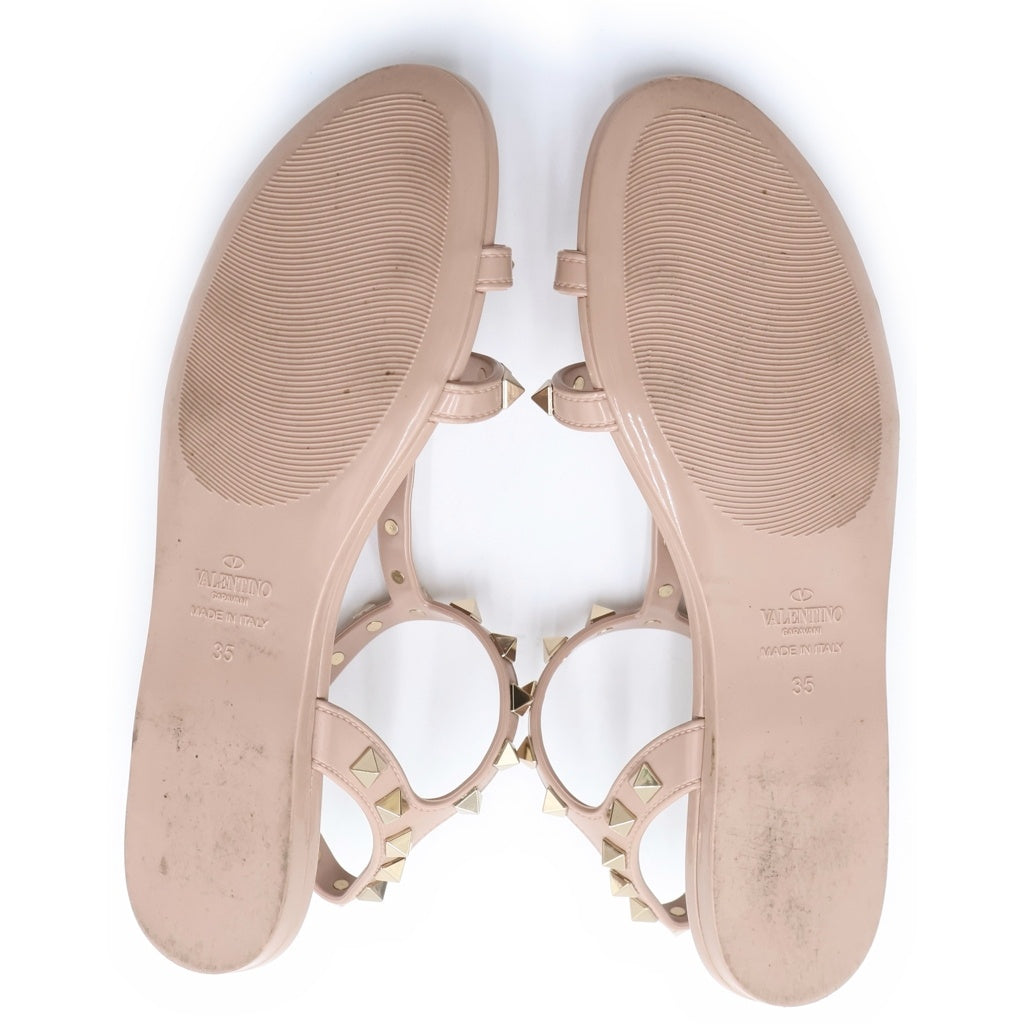 VALENTINO(ヴァレンティノ) ロックスタッズ ラバー フラットシューズ サンダル ピンク レディース