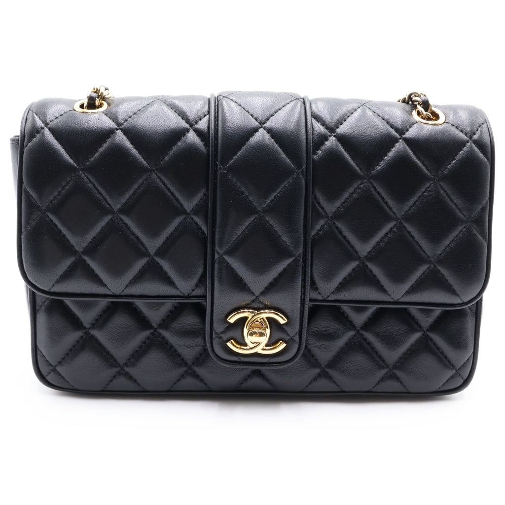 CHANEL(シャネル) マトラッセ23 ラムスキン ゴールド金具 チェーン ショルダーバッグ プレート ブラック AS5705 レディース