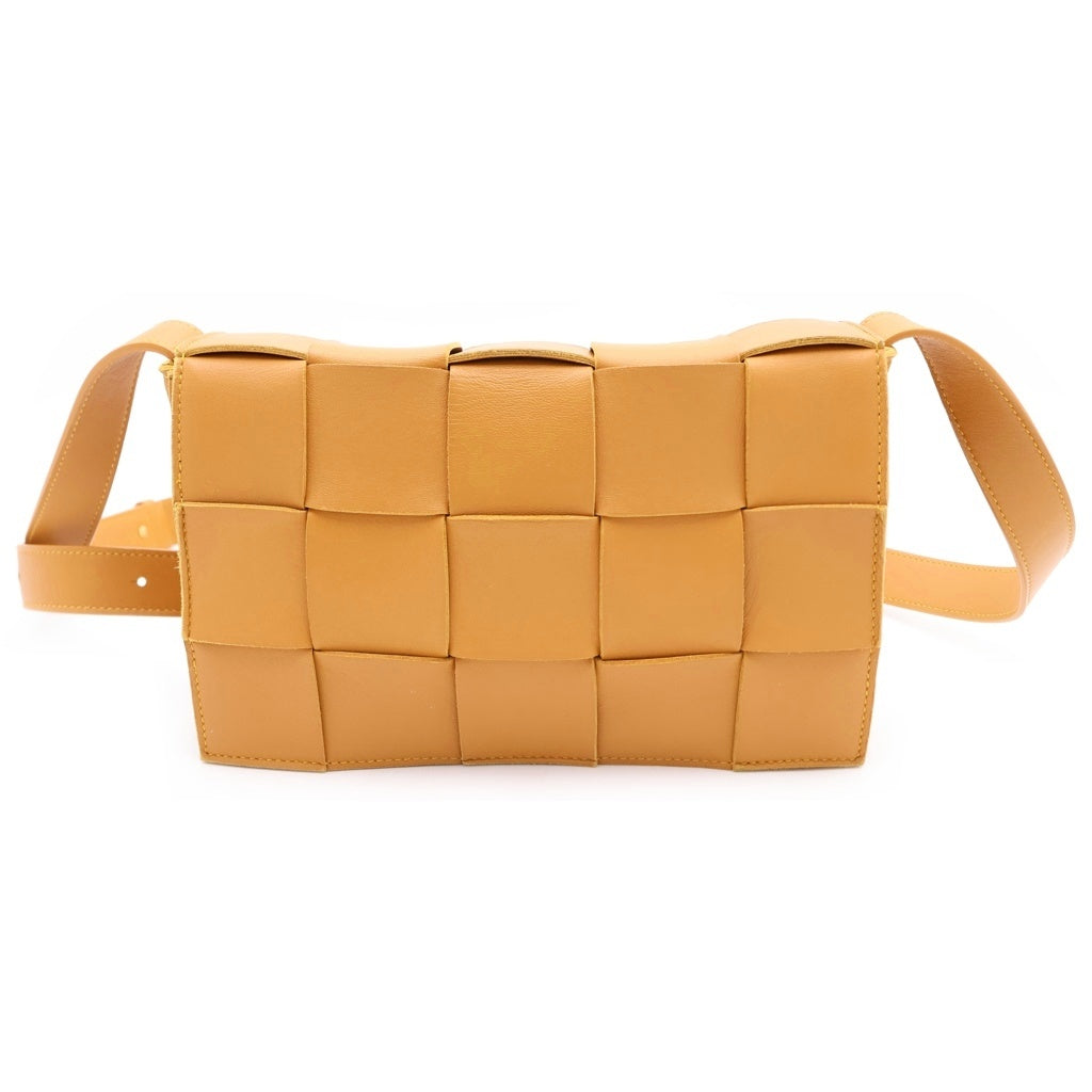 BOTTEGA VENETA(ボッテガヴェネタ) カセット スモールバッグ ショルダーバッグ マスタード レザー ゴールド金具 レディース