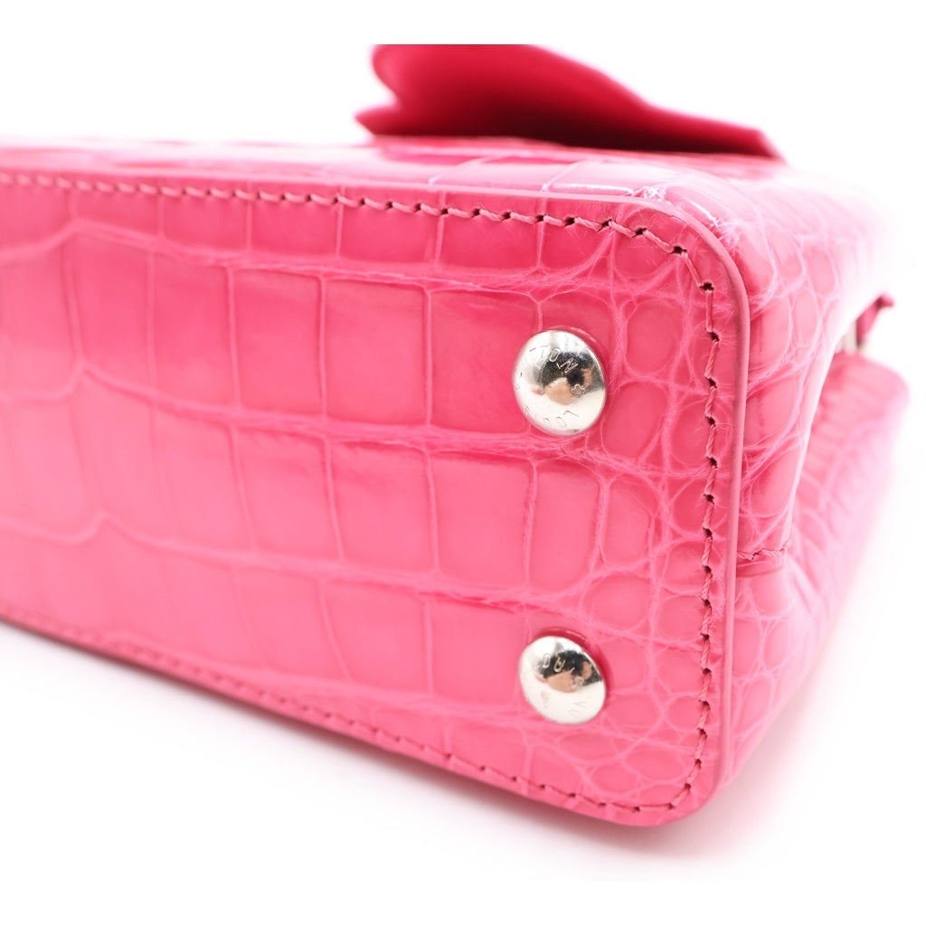 LOUIS VUITTON(ルイヴィトン) カプシーヌミニ フューシャピンク 2WAYハンドバッグ ショルダーバッグ ピンク クロコダイル ブリリアント N96238 シルバー金具 レディース