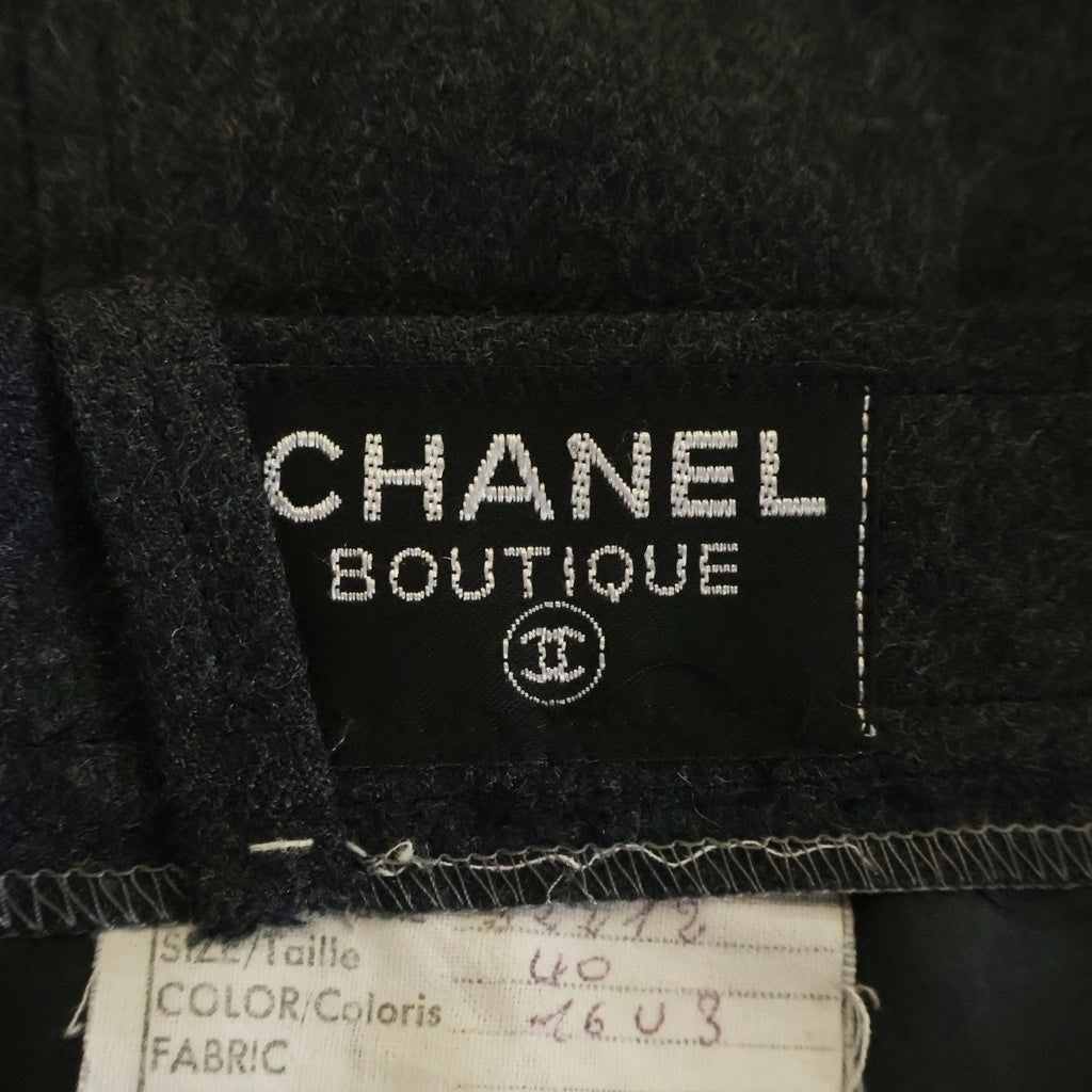 CHANEL(シャネル) マドモアゼルボタン ウール タイト ミディアムスカート ダークグレー レディース