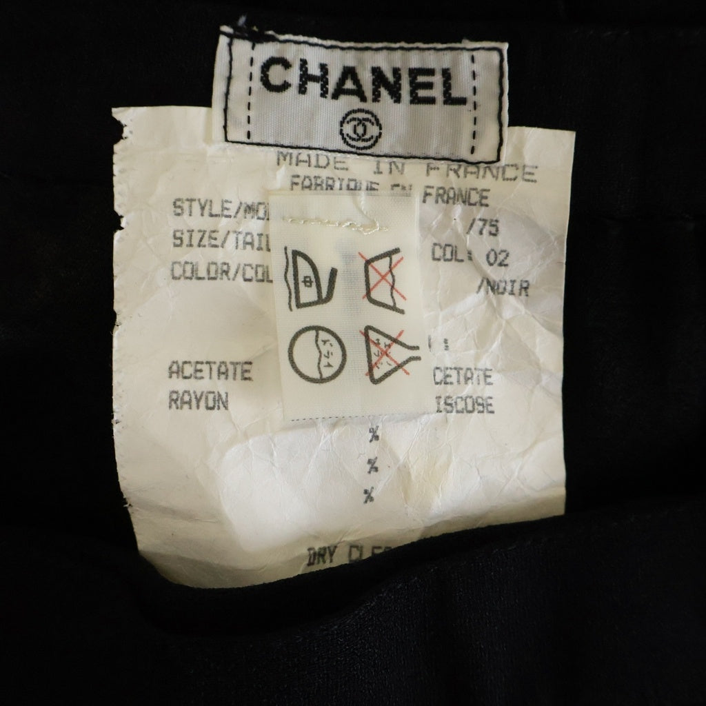 CHANEL(シャネル) ココマークボタン アセテート プリーツ ロング スカート ブラック レディース