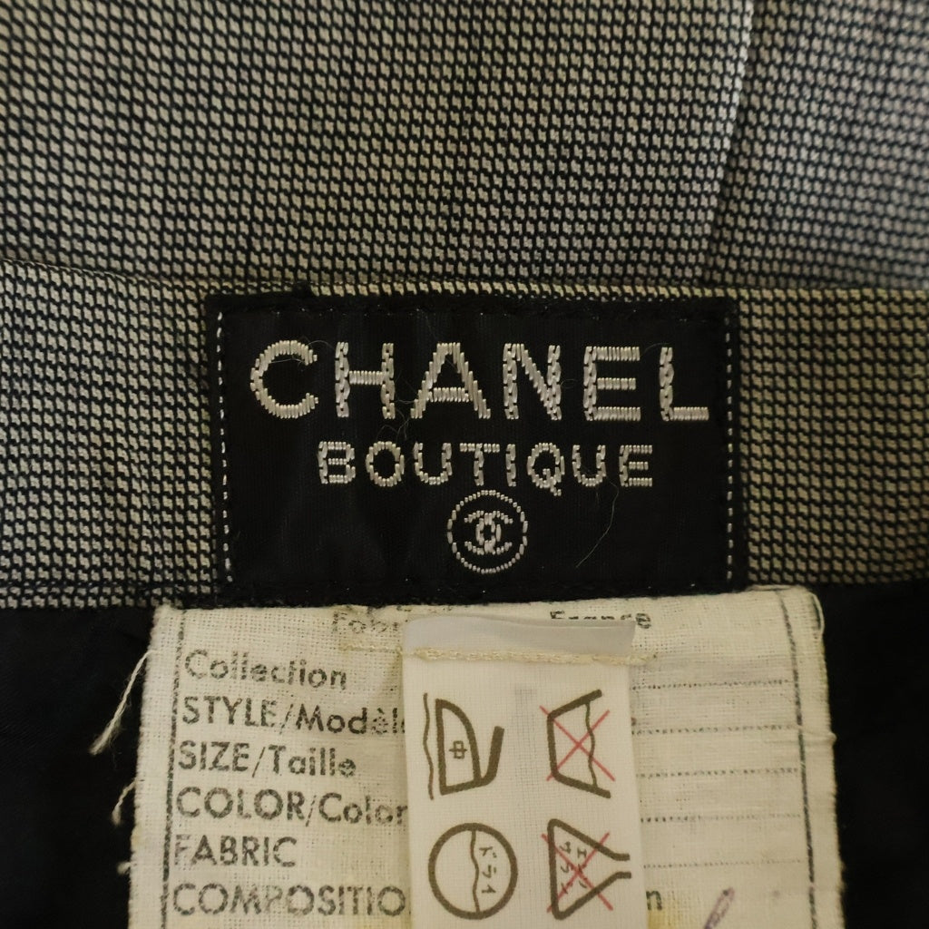CHANEL(シャネル) 千鳥柄 リネン タイト ミニ スカート グレー レディース