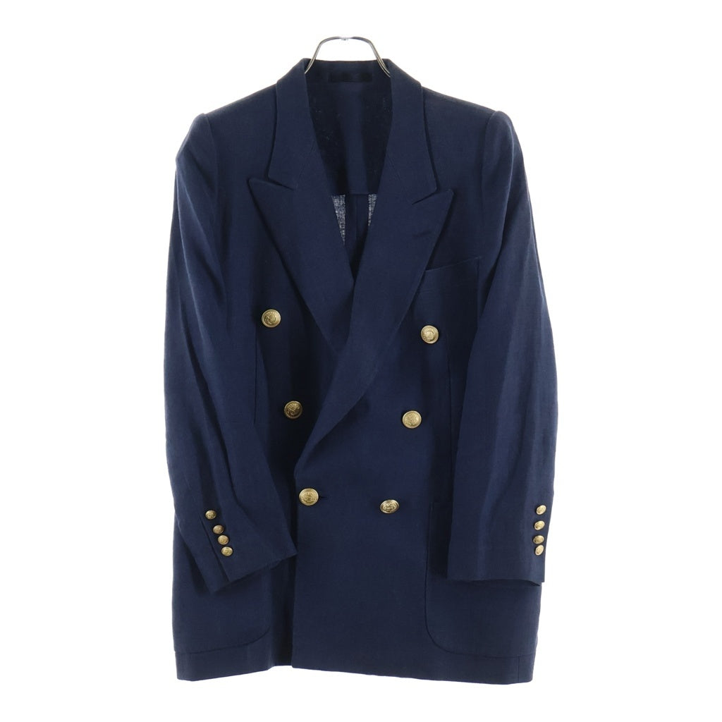 BURBERRY(バーバリー) ジャケット ダブルボタン 麻 ネイビー 11サイズ レディース