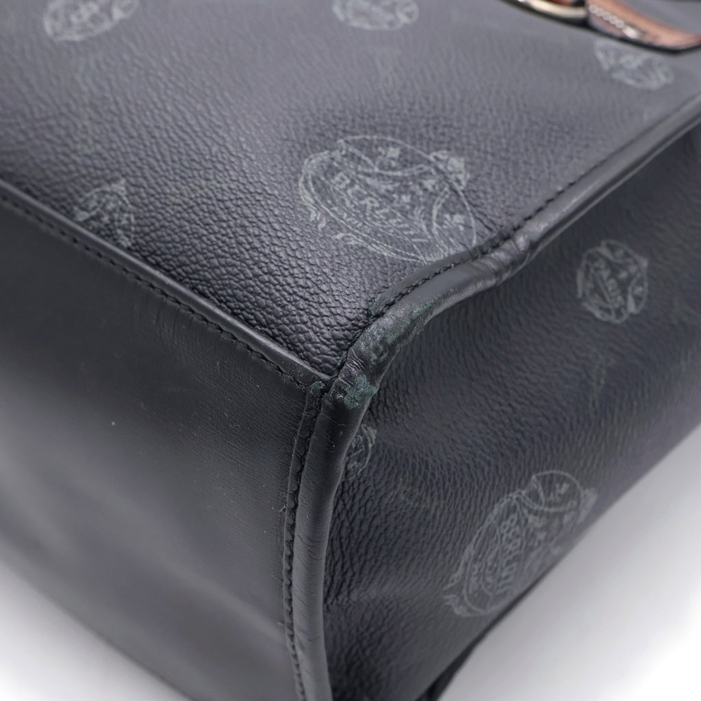 Berluti(ベルルッティ) ウリス スモール ハンドバッグ トートバッグ ブラック×ブラウン レザー シルバー金具 レディース