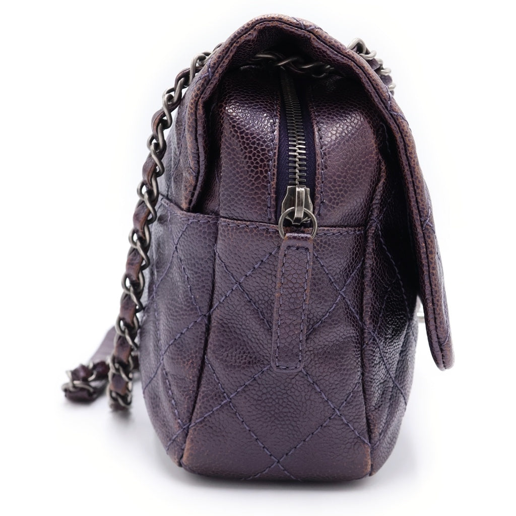 CHANEL(シャネル) デカマトラッセ キャビアスキン シルバー金具 チェーンショルダーバッグ トートバッグ パープル レディース