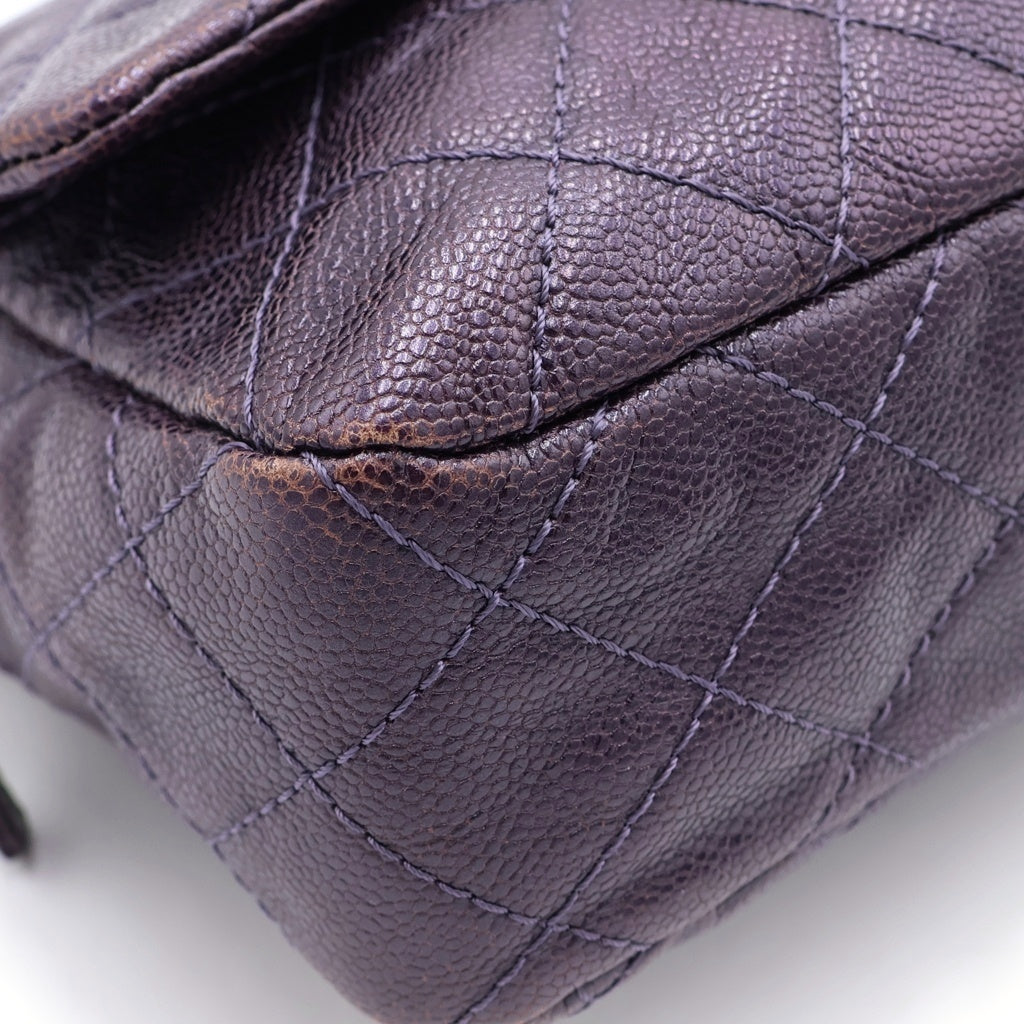 CHANEL(シャネル) デカマトラッセ キャビアスキン シルバー金具 チェーンショルダーバッグ トートバッグ パープル レディース